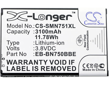CS-SMN751XL, Mobile, Smartphone 3.8V, 3100mAh, Li-ion Battery fits Samsung, Galaxy Note 3 Mini, Galaxy Note 3 Neo, 11.78Wh