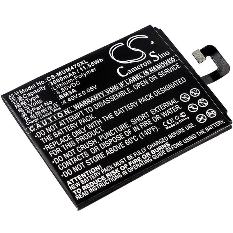 3.85V, 3000mAh, Li-Polymer Battery fits Xiaomi, Mi Note 3, Note 3, 11.55Wh