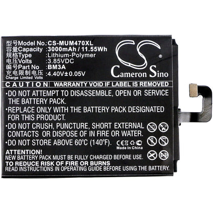 3.85V, 3000mAh, Li-Polymer Battery fits Xiaomi, Mi Note 3, Note 3, 11.55Wh