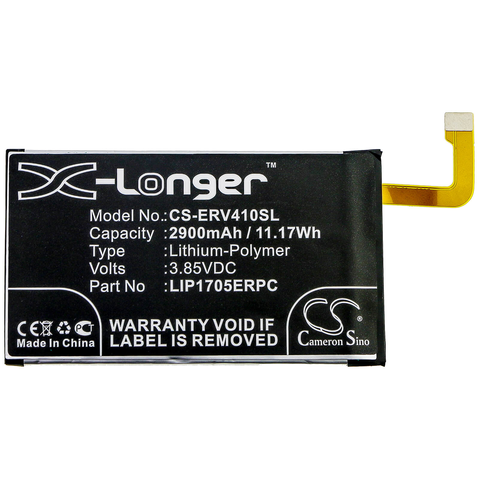 3.85V, 2900mAh, Li-Polymer Battery fits Sony, 901so, J8210, 11.165Wh