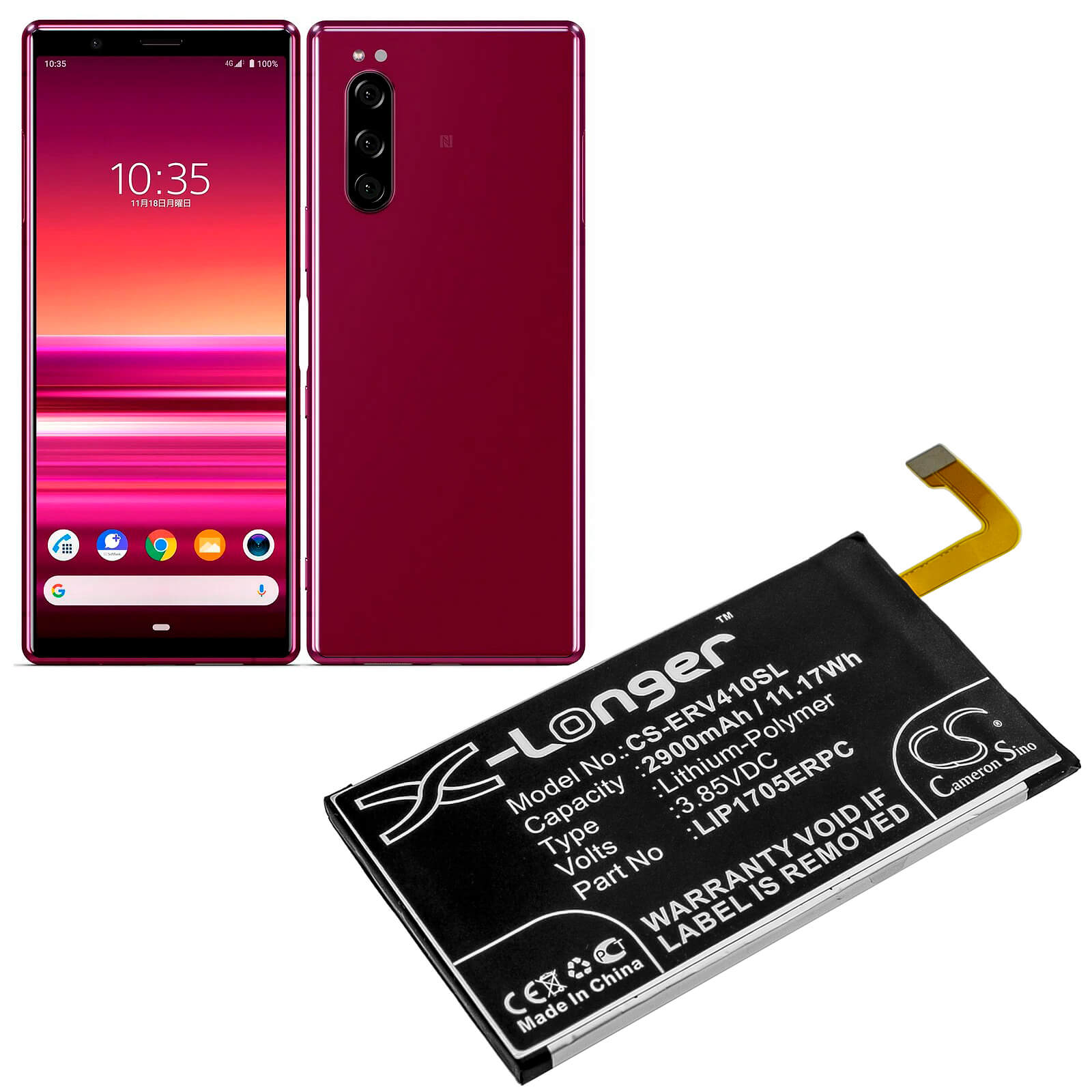 3.85V, 2900mAh, Li-Polymer Battery fits Sony, 901so, J8210, 11.165Wh