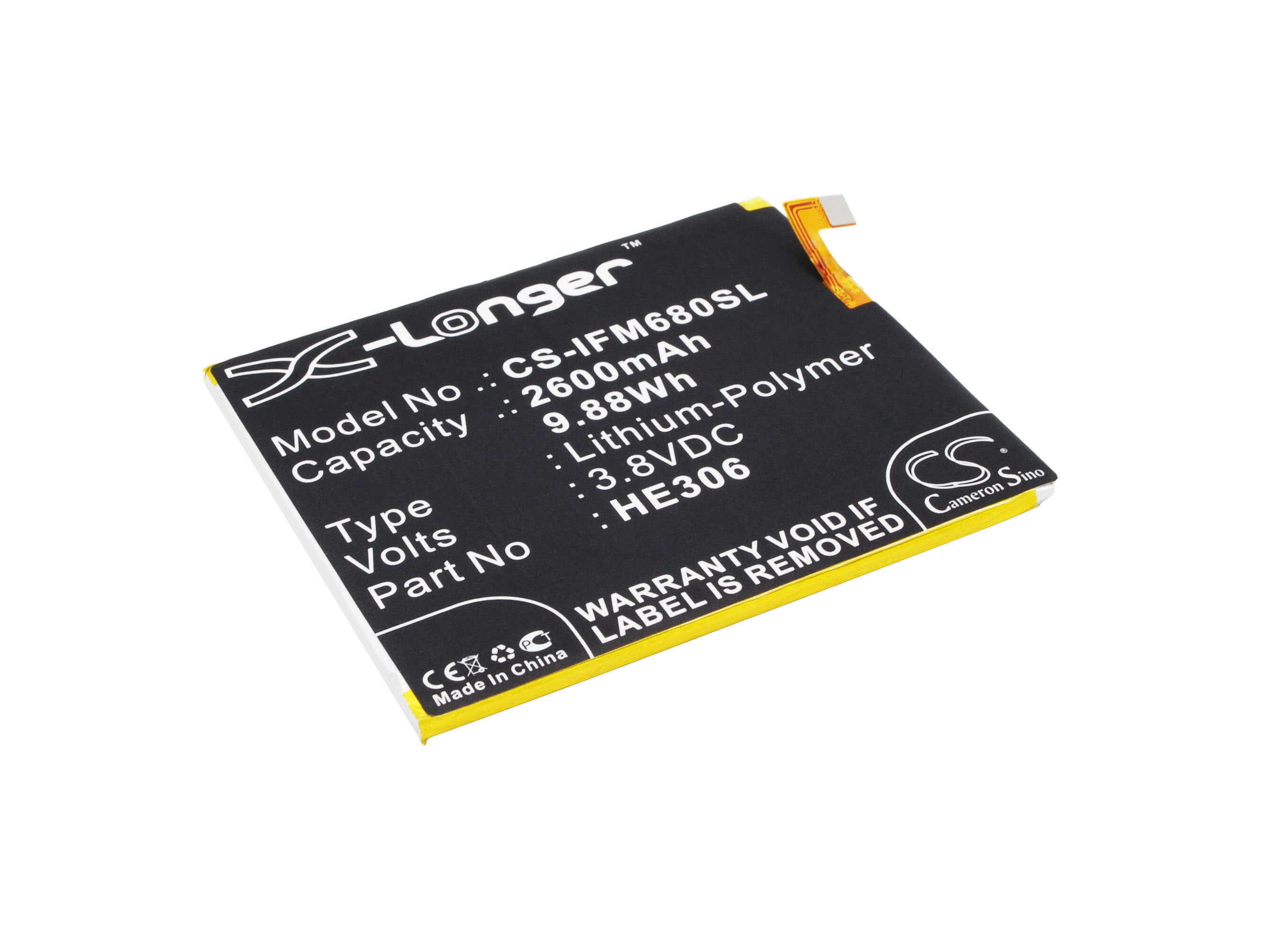3.8V, 2600mAh, Li-Polymer Battery fits Infocus, M535, M680, 9.88Wh