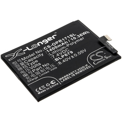 7.4V, 1400mAh, Li-Polymer Battery fits Oppo, 1877, Cph1877, 10.36Wh