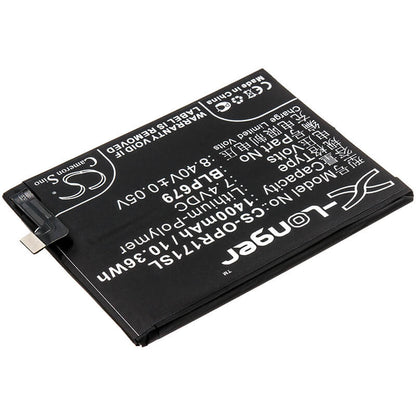 7.4V, 1400mAh, Li-Polymer Battery fits Oppo, 1877, Cph1877, 10.36Wh