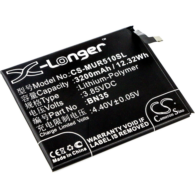 3.85V, 3200mAh, Li-Polymer Battery fits Redmi, 5, 12.32Wh