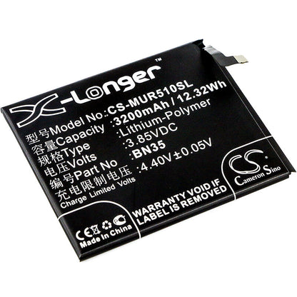 3.85V, 3200mAh, Li-Polymer Battery fits Redmi, 5, 12.32Wh