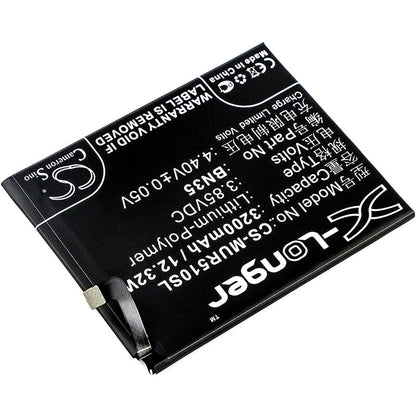 3.85V, 3200mAh, Li-Polymer Battery fits Xiaomi, Redmi 5, 12.32Wh