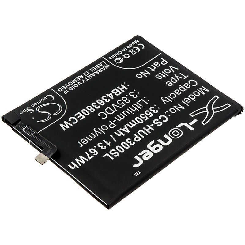 3.85V, 3550mAh, Li-Polymer Battery fits Huawei, Ele-al00, Ele-al10, 13.6675Wh