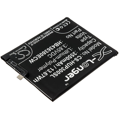 3.85V, 3550mAh, Li-Polymer Battery fits Huawei, Ele-al00, Ele-al10, 13.6675Wh