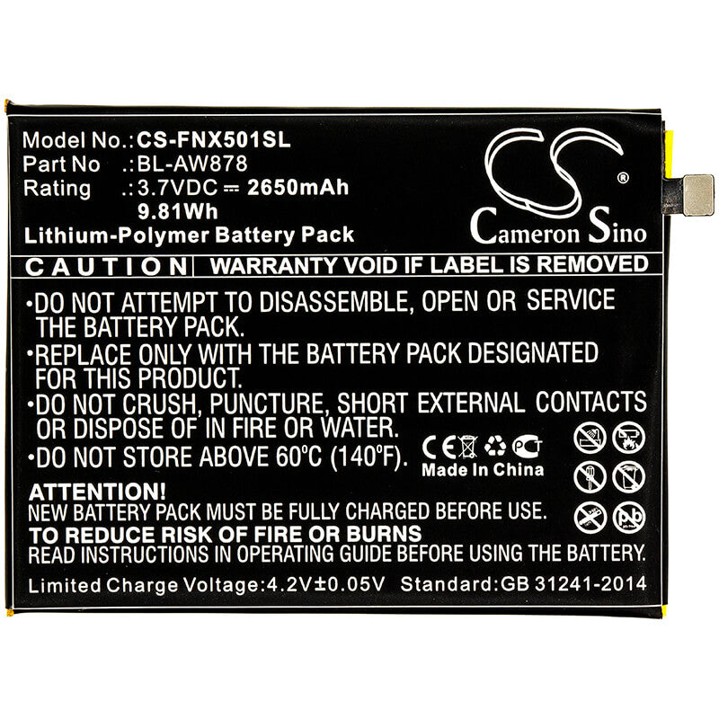 3.7V, 2650mAh, Li-Polymer Battery fits Infinix, Infinix Smart, X5010, 9.805Wh