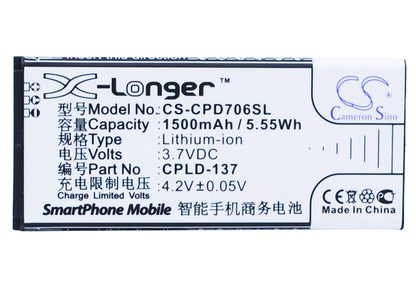 3.7V, 1500mAh, Li-ion Battery fits Coolpad, 7060s, 5.55Wh