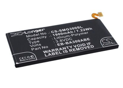 3.8V, 1900mAh, Li-Polymer Battery fits Samsung, Galaxy A3, Galaxy A3 Duos, 7.22Wh