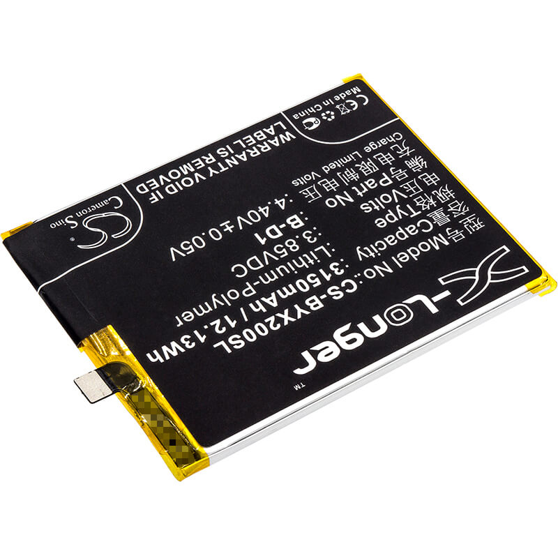 3.85V, 3150mAh, Li-Polymer Battery fits Vivo, X20a, X20a Dual Sim, 12.1275Wh