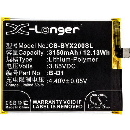 3.85V, 3150mAh, Li-Polymer Battery fits Vivo, X20a, X20a Dual Sim, 12.1275Wh