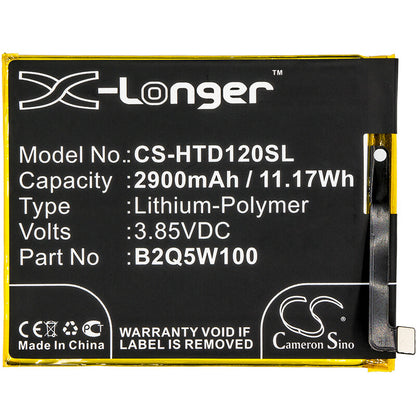 3.85V, 2900mAh, Li-Polymer Battery fits Htc, Breeze Plus, Desire 12 +, 11.165Wh