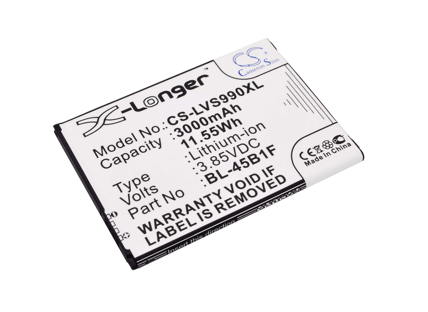 3.85V, 3000mAh, Li-ion Battery fits Lg, F600, F720s, 11.55Wh