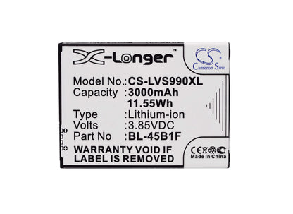 3.85V, 3000mAh, Li-ion Battery fits Lg, F600, F720s, 11.55Wh