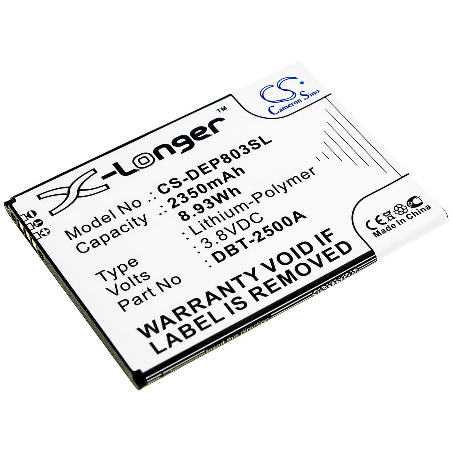 3.8V, 2350mAh, Li-Polymer Battery fits Doro, 8035, Dsb-0170, 8.93Wh