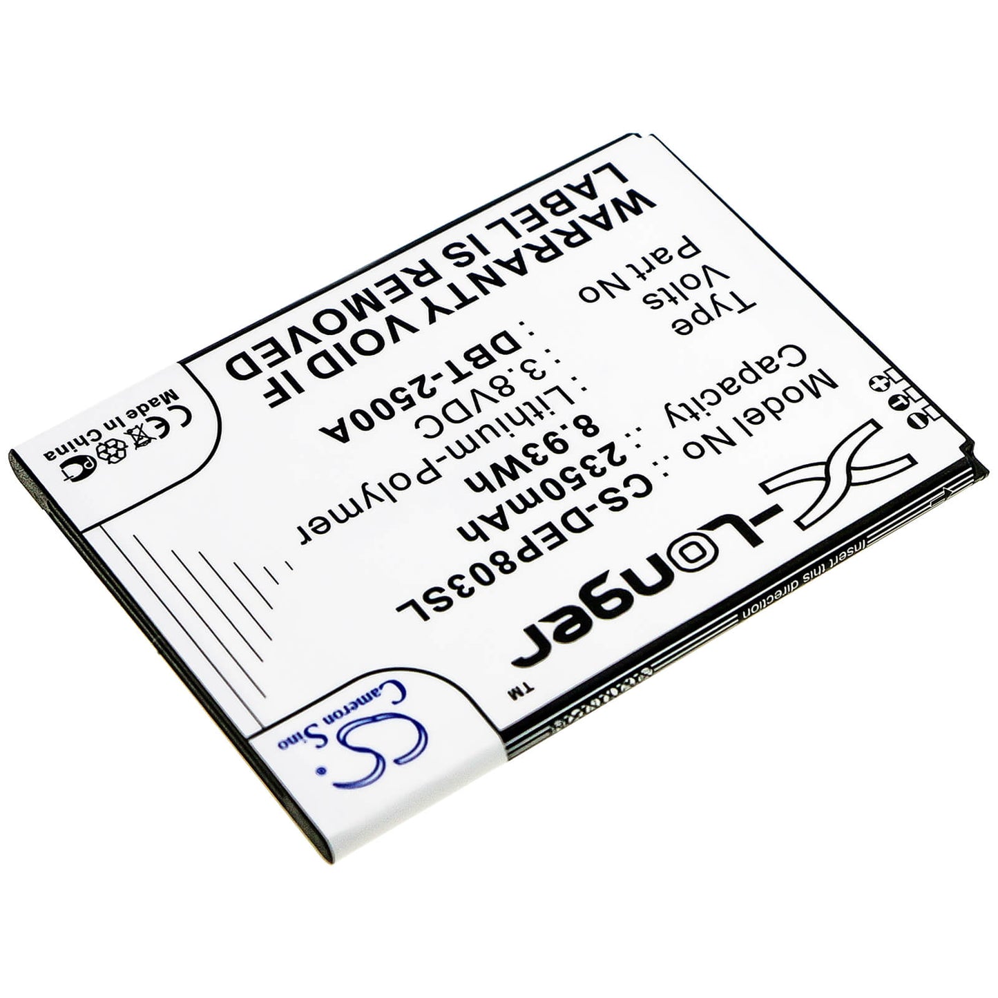 3.8V, 2350mAh, Li-Polymer Battery fits Doro, 8035, Dsb-0170, 8.93Wh