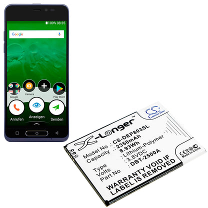 3.8V, 2350mAh, Li-Polymer Battery fits Doro, 8035, Dsb-0170, 8.93Wh