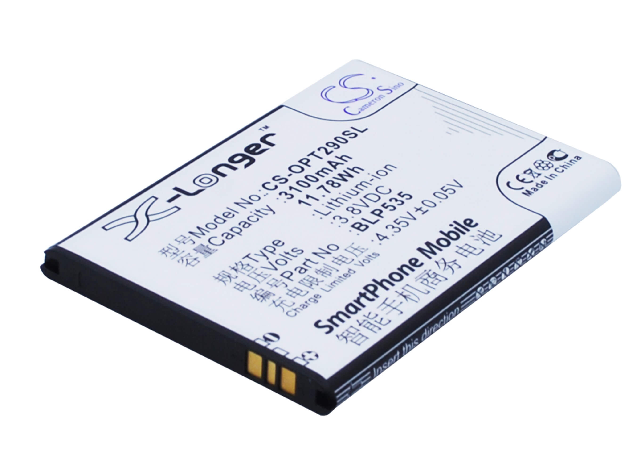 3.8V, 3100mAh, Li-ion Battery fits Oppo, T29, 11.78Wh