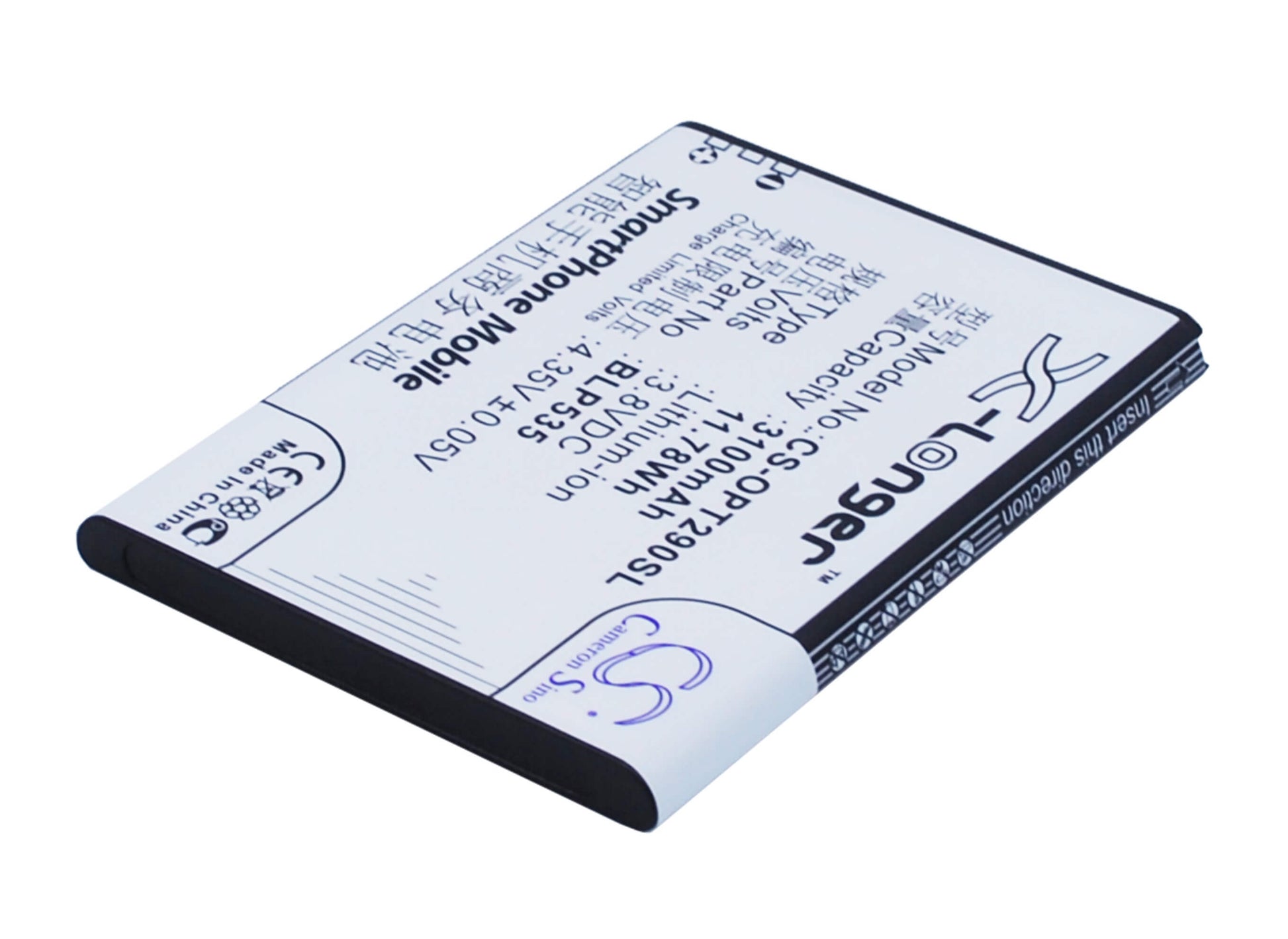 3.8V, 3100mAh, Li-ion Battery fits Oppo, T29, 11.78Wh