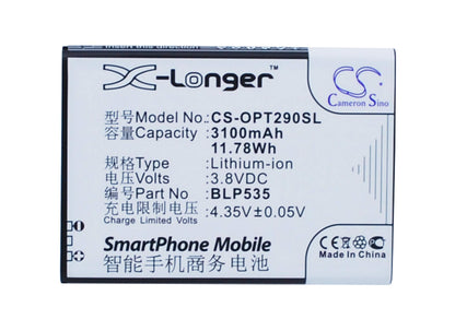 3.8V, 3100mAh, Li-ion Battery fits Oppo, T29, 11.78Wh