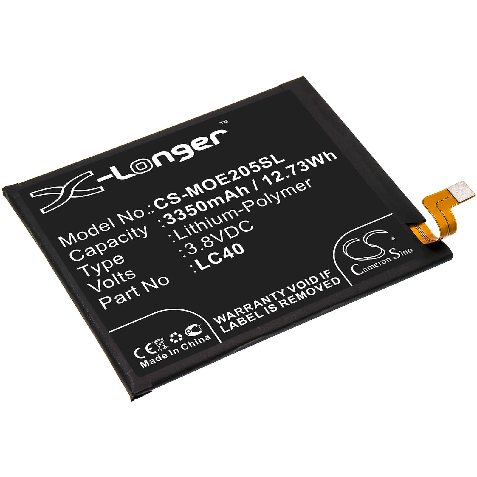 3.8V, 3350mAh, Li-Polymer Battery fits Motorola, Moto E 2020, Moto E7, 12.73Wh