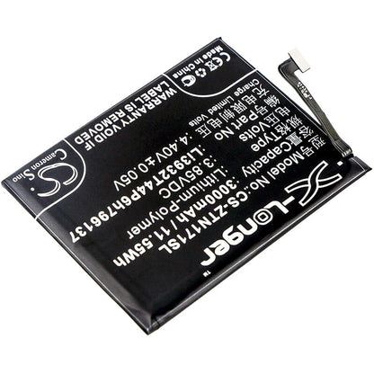 3.85V, 3000mAh, Li-Polymer Battery fits Zte, Nubia Z17 Mini, Nubia Z17 Mini Standard Editio, 11.55Wh