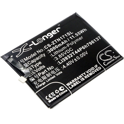 3.85V, 3000mAh, Li-Polymer Battery fits Nubia, Nx569h, Nx569j, 11.55Wh
