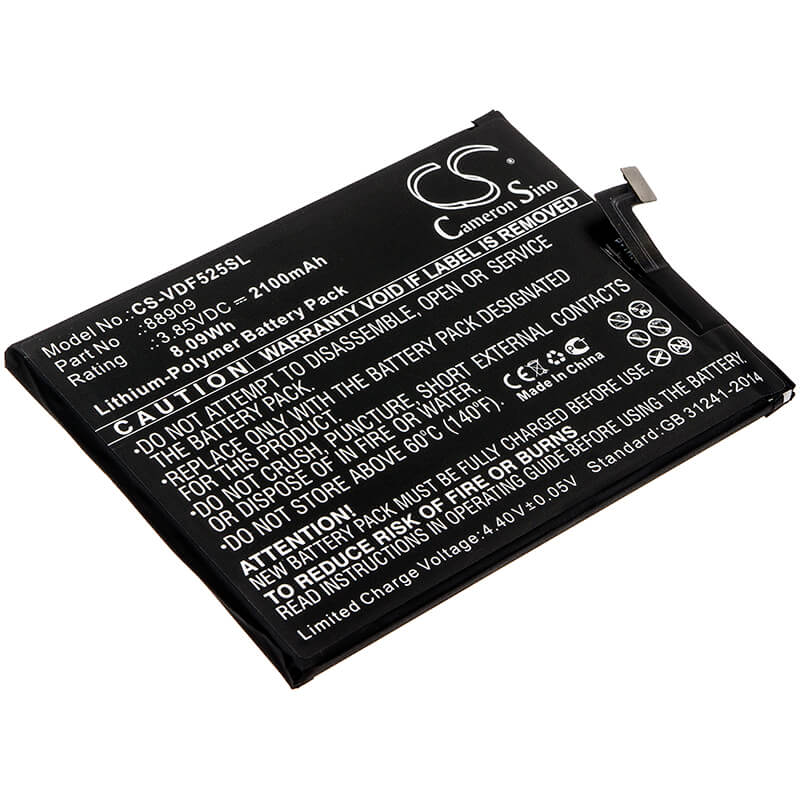 3.85V, 2100mAh, Li-Polymer Battery fits Vodafone, 88909, Vfd 525, 8.085Wh