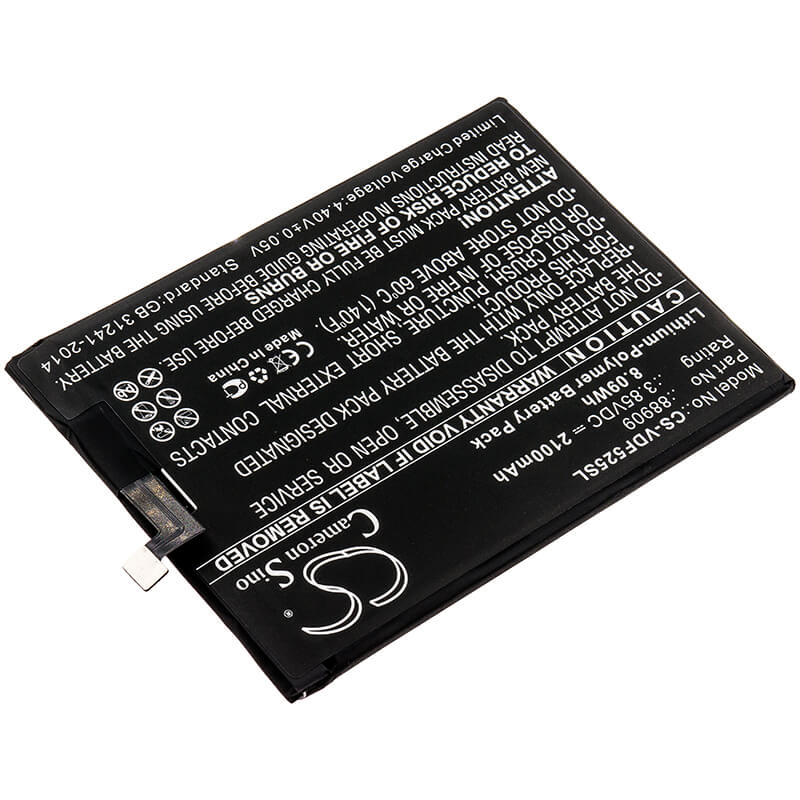 3.85V, 2100mAh, Li-Polymer Battery fits Vodafone, 88909, Vfd 525, 8.085Wh