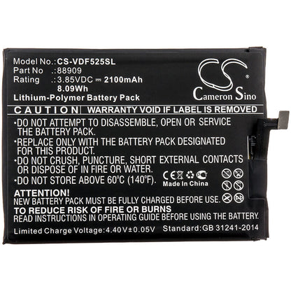 3.85V, 2100mAh, Li-Polymer Battery fits Vodafone, 88909, Vfd 525, 8.085Wh