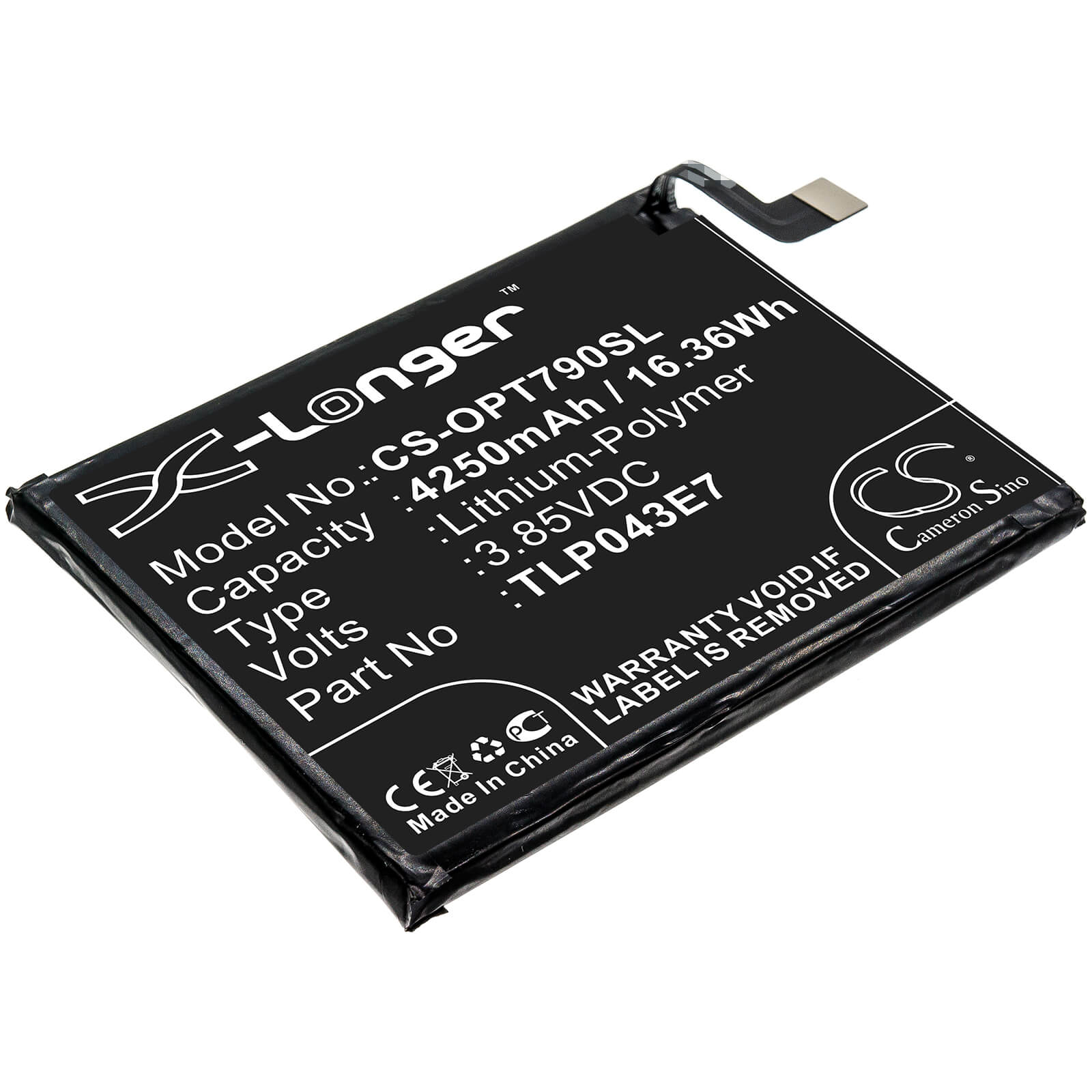 3.85V, 4250mAh, Li-Polymer Battery fits T-mobile, Revvl 5g, 16.3625Wh