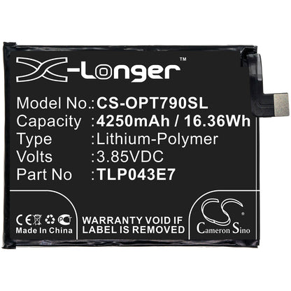 3.85V, 4250mAh, Li-Polymer Battery fits T-mobile, Revvl 5g, 16.3625Wh