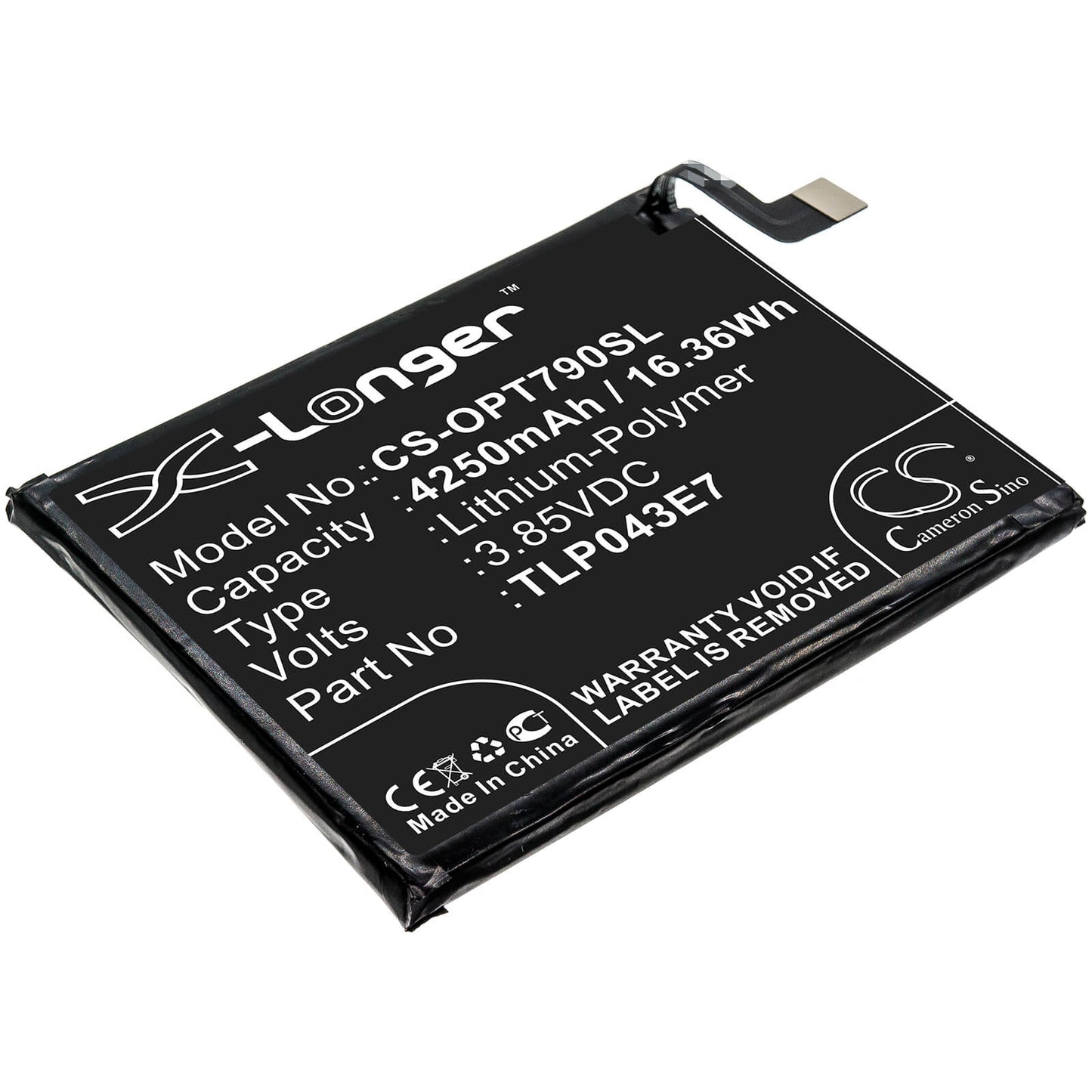 3.85V, 4250mAh, Li-Polymer Battery fits Alcatel, T790h, T790s, 16.3625Wh