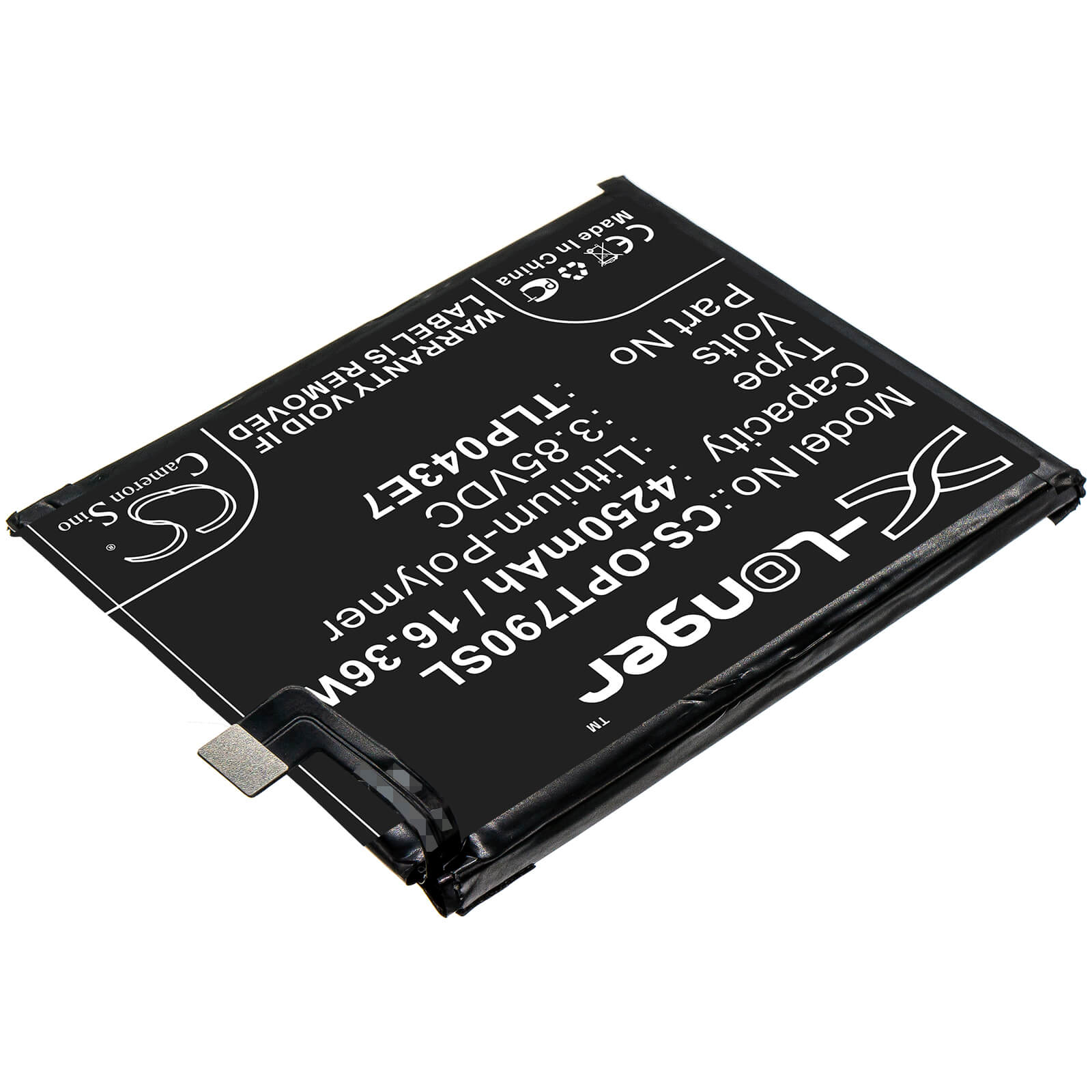 3.85V, 4250mAh, Li-Polymer Battery fits Alcatel, T790h, T790s, 16.3625Wh