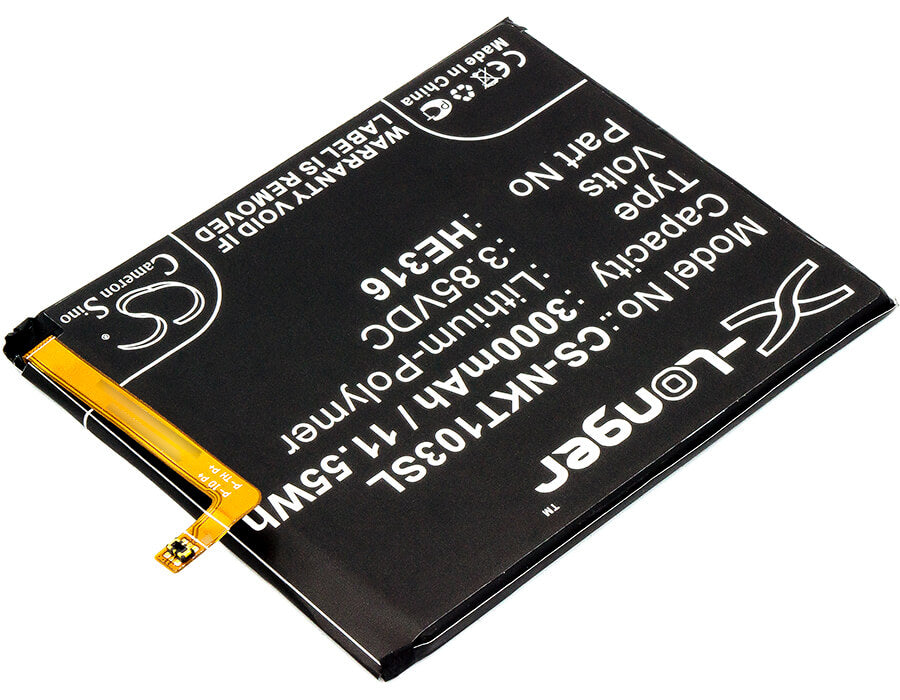 3.85V, 3000mAh, Li-Polymer Battery fits Nokia, 6, 6 Dual Sim, 11.55Wh