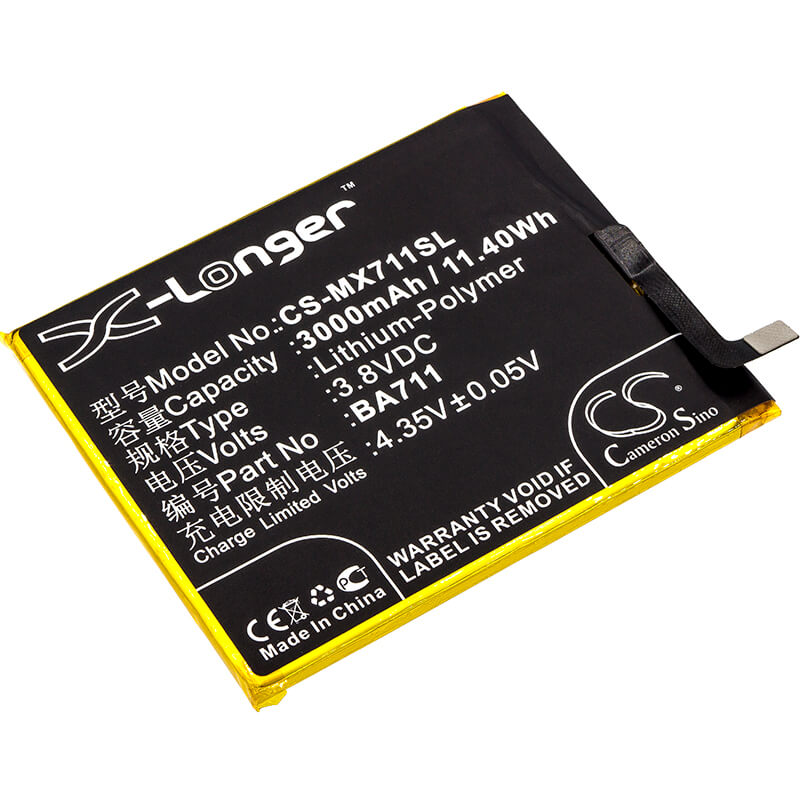 3.8V, 3000mAh, Li-Polymer Battery fits Meilan, M6, M6 Dual Sim, 11.4Wh
