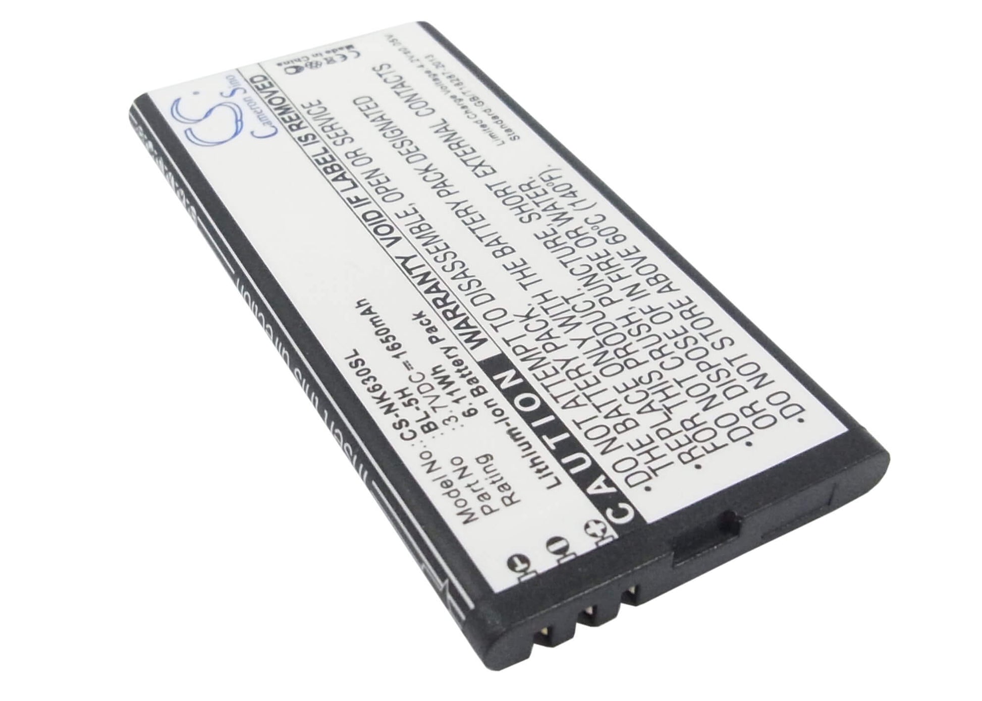 3.7V, 1650mAh, Li-ion Battery fits Nokia, Lumia 630, Lumia 630 Dual Sim, 6.105Wh