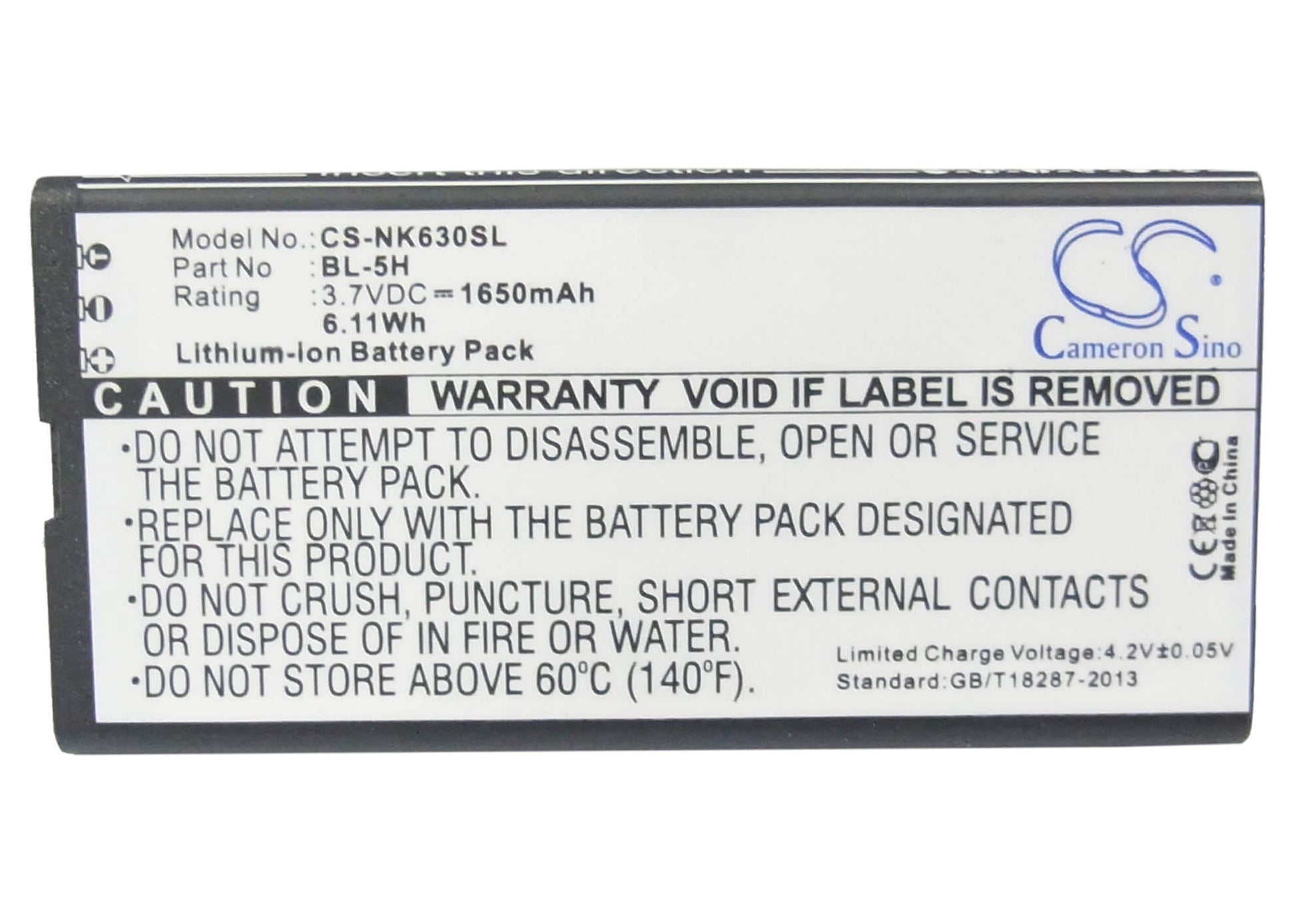 3.7V, 1650mAh, Li-ion Battery fits Nokia, Lumia 630, Lumia 630 Dual Sim, 6.105Wh