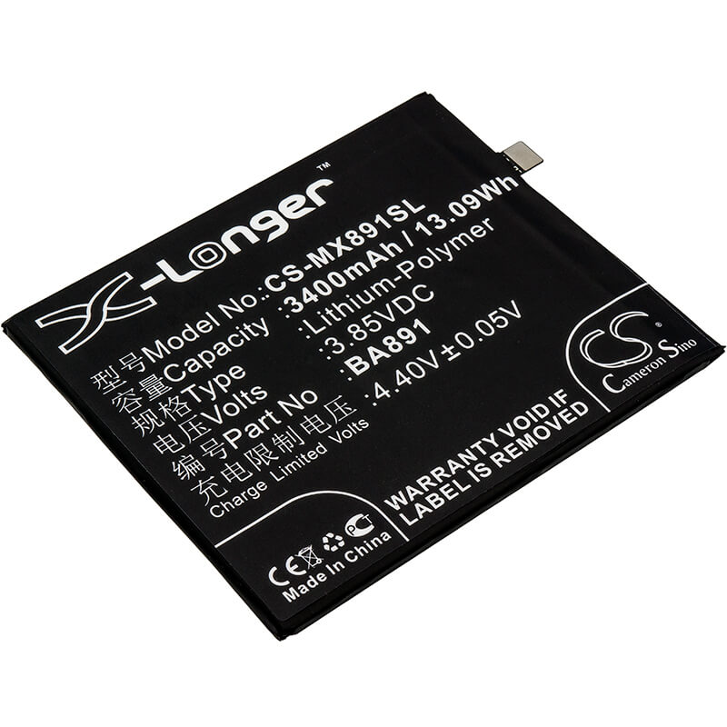3.85V, 3400mAh, Li-Polymer Battery fits Meizu, 15 Plus, 15 Plus Dual Sim, 13.09Wh