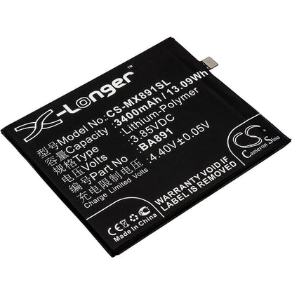 3.85V, 3400mAh, Li-Polymer Battery fits Meizu, 15 Plus, 15 Plus Dual Sim, 13.09Wh