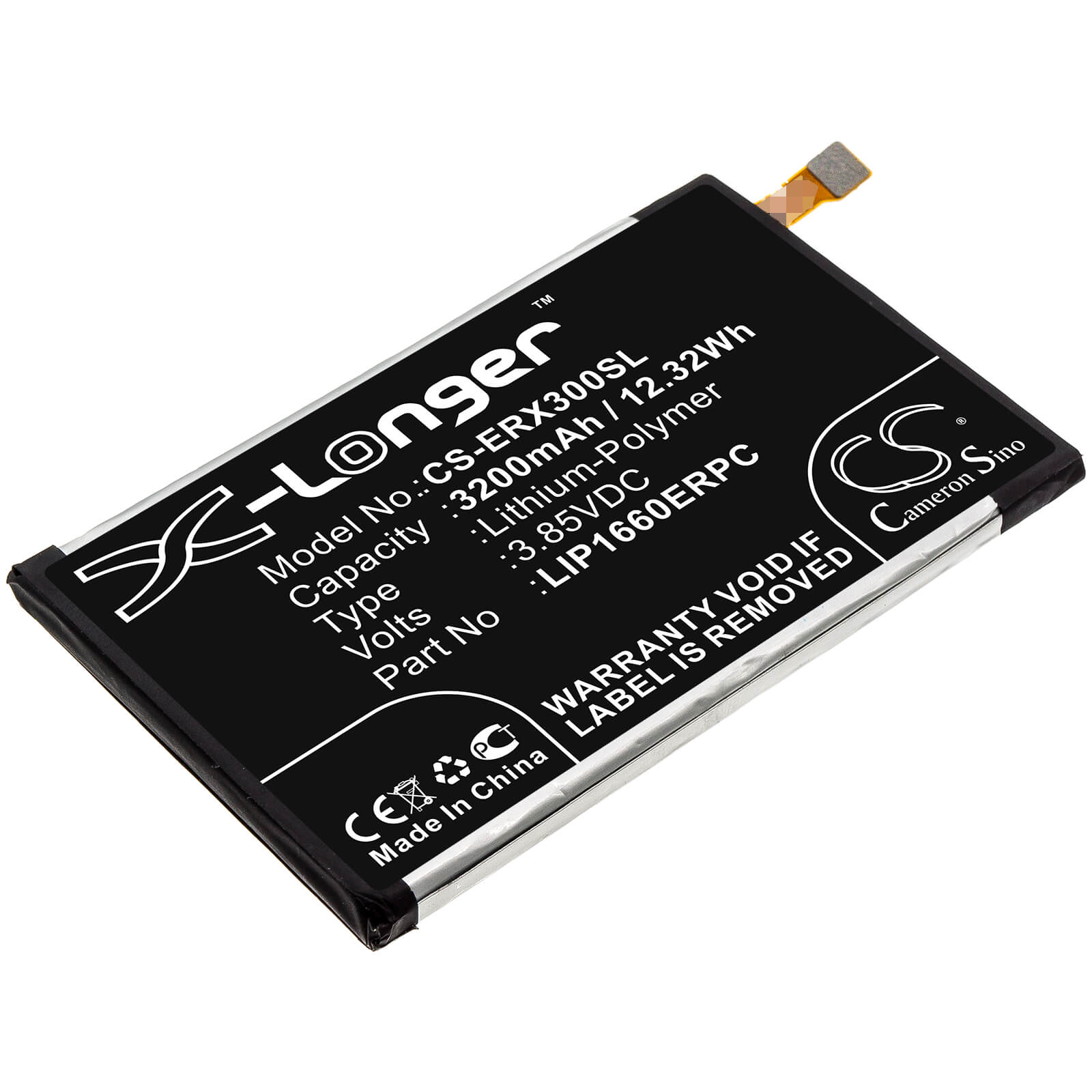3.85V, 3200mAh, Li-Polymer Battery fits Sony, 801so, H8416, 12.32Wh