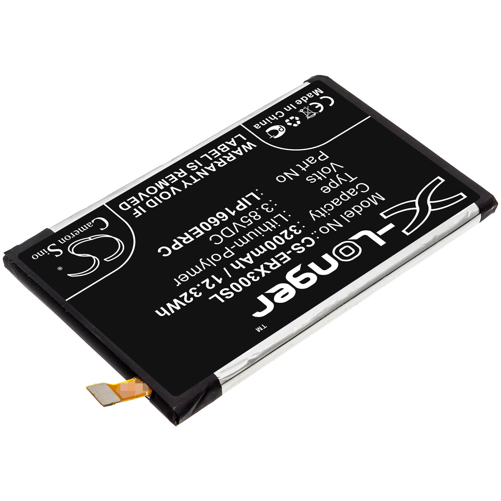 3.85V, 3200mAh, Li-Polymer Battery fits Sony, 801so, H8416, 12.32Wh