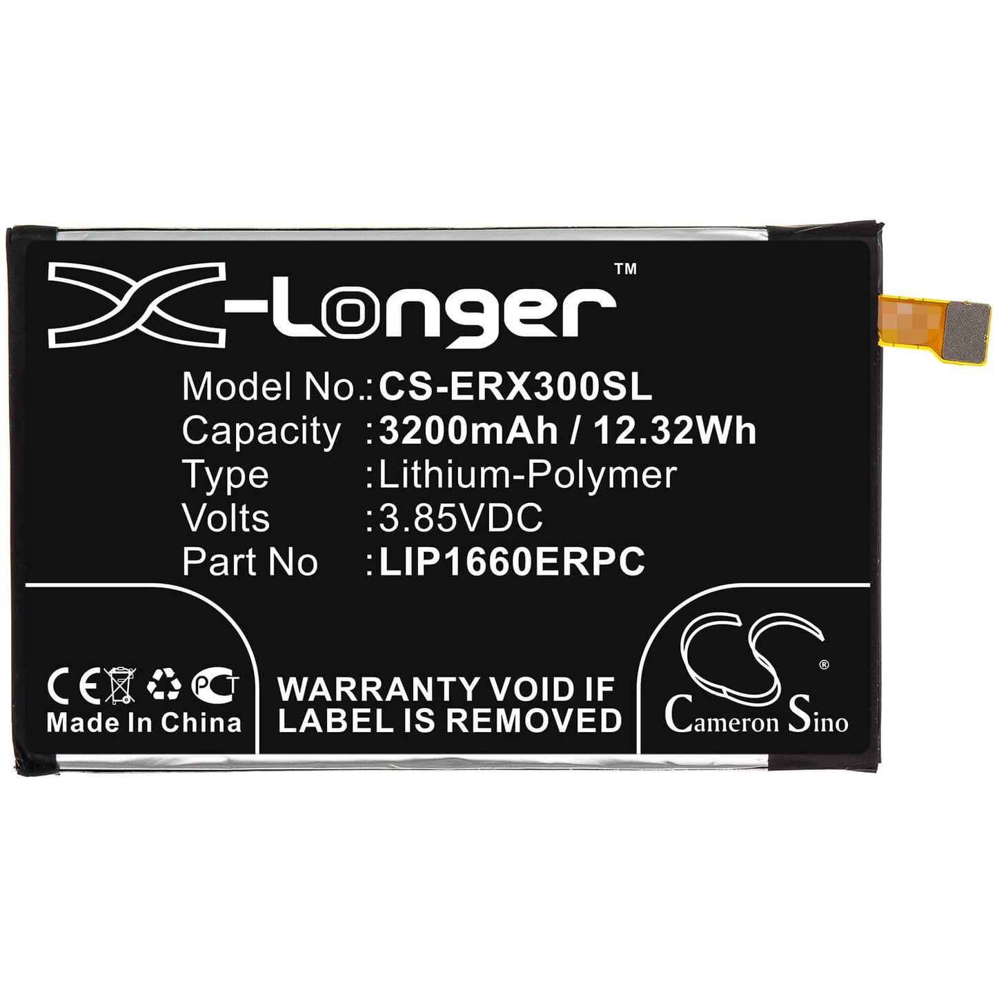 3.85V, 3200mAh, Li-Polymer Battery fits Sony, 801so, H8416, 12.32Wh
