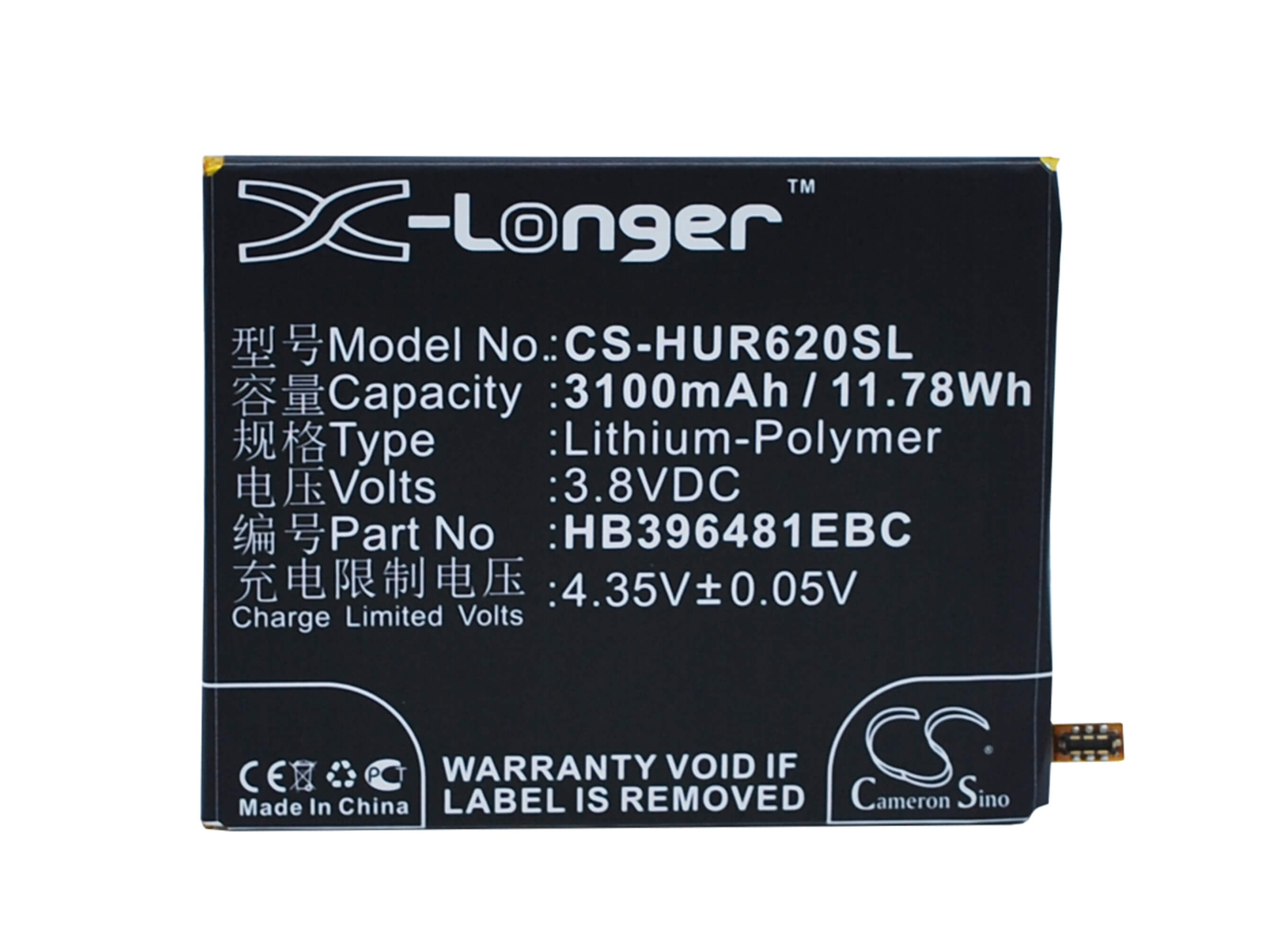 3.8V, 3100mAh, Li-Polymer Battery fits Huawei, Ascend Y6 2, Ascend Y6ii, 11.78Wh
