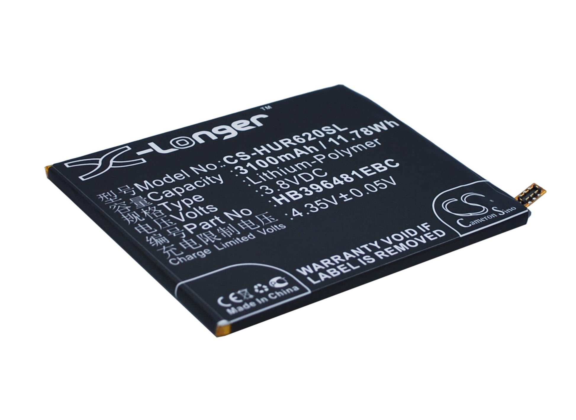 3.8V, 3100mAh, Li-Polymer Battery fits Huawei, Ascend Y6 2, Ascend Y6ii, 11.78Wh