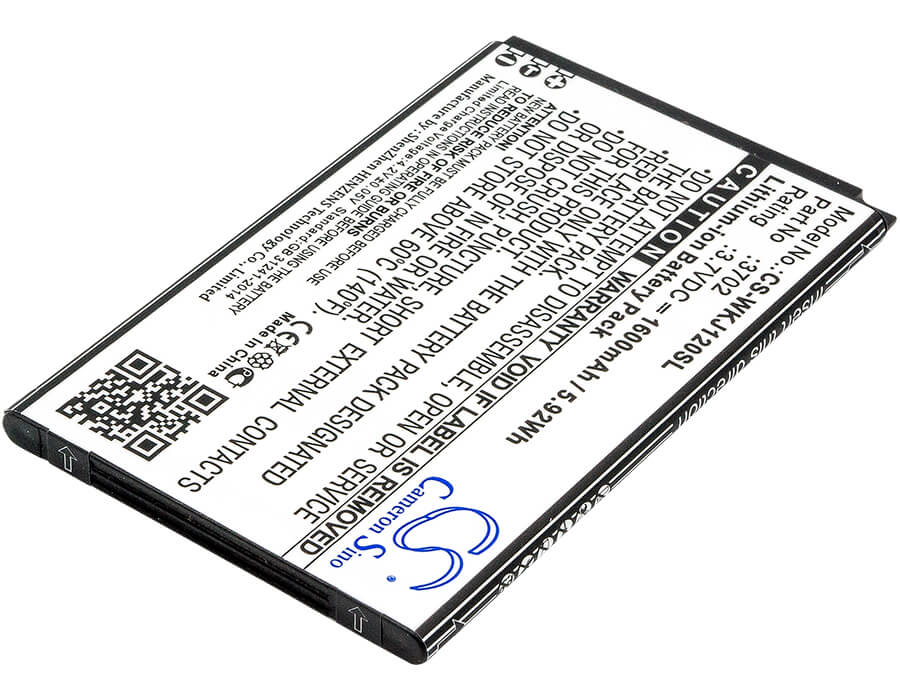 3.7V, 1600mAh, Li-ion Battery fits Wiko, Jerry, Sunny 2 Plus, 5.92Wh