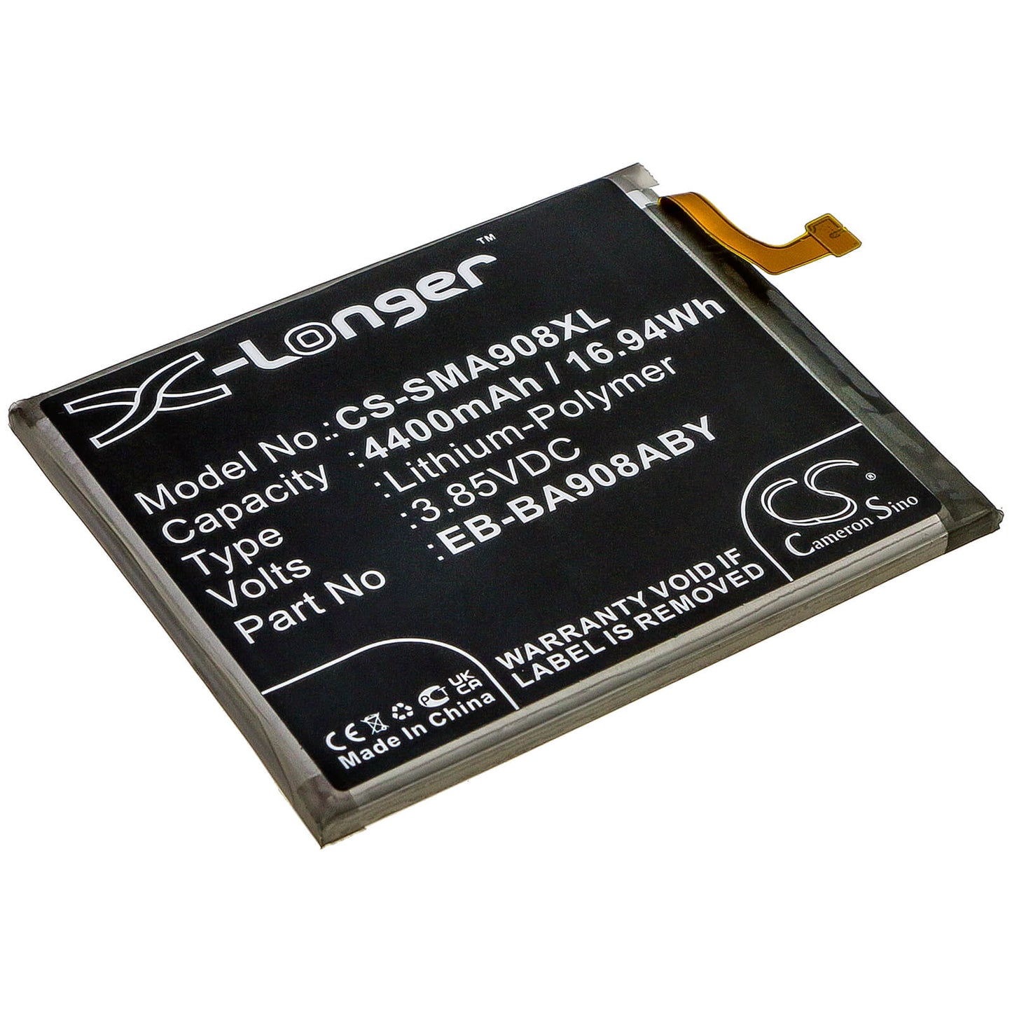 3.85V, 4400mAh, Li-Polymer Battery fits Samsung, Galaxy A90 5g, Sm-a908, 16.94Wh